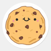 Cute Kawaii Cookie Ronde Sticker (Voorkant)