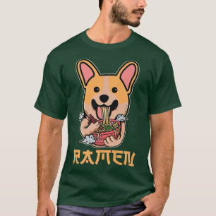 Cute Kawaii Corgi die Ramen voor Corgi Lovers eet T-shirt