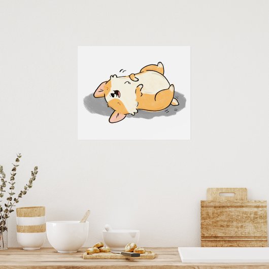 Cute Kawaii Corgi Dog Poster (Keuken)