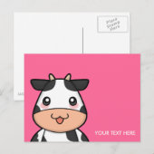 Cute Kawaii Cow Cartoon Briefkaart (Voorkant / Achterkant)