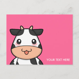 Cute Kawaii Cow Cartoon Briefkaart