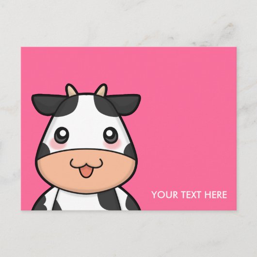 Cute Kawaii Cow Cartoon Briefkaart (Voorkant)