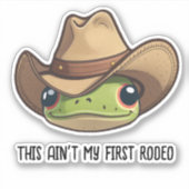 Cute Kawaii Cowboy Frog, Rodeo Frog Sticker (Voorkant)