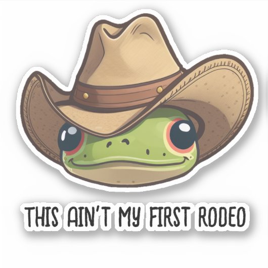 Cute Kawaii Cowboy Frog, Rodeo Frog Sticker (Voorkant)