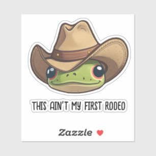 Cute Kawaii Cowboy Frog, Rodeo Frog Sticker