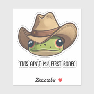 Cute Kawaii Cowboy Frog, Rodeo Frog Sticker