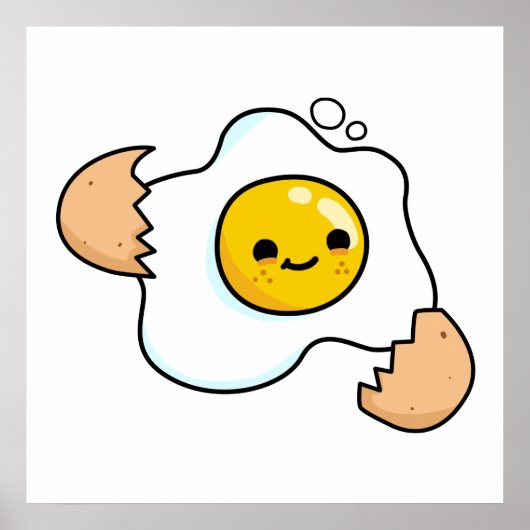 Cute Kawaii Cracked Egg Poster (Voorkant)