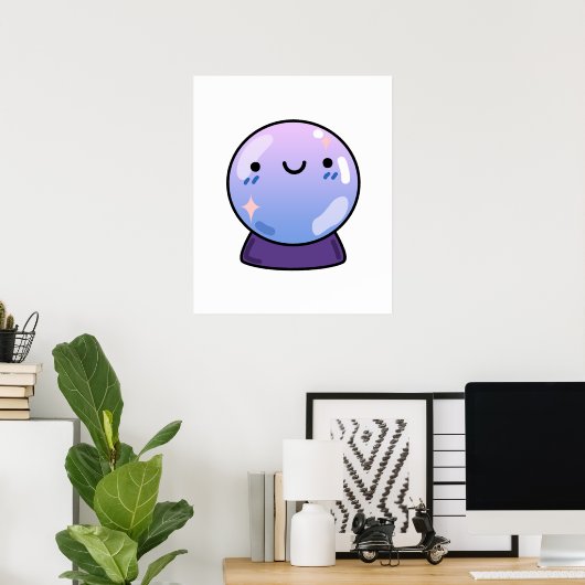 Cute Kawaii Crystal Ball Poster (Thuiskantoor)