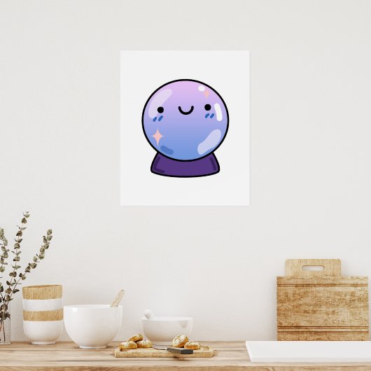 Cute Kawaii Crystal Ball Poster (Keuken)