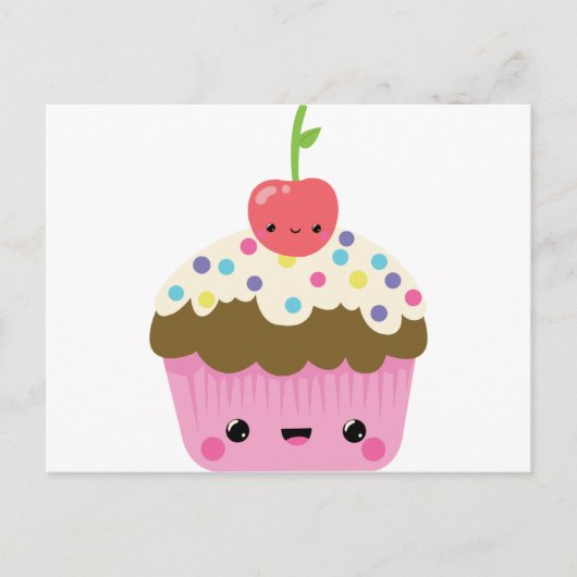 Cute Kawaii Cupcake Briefkaart (Voorkant)