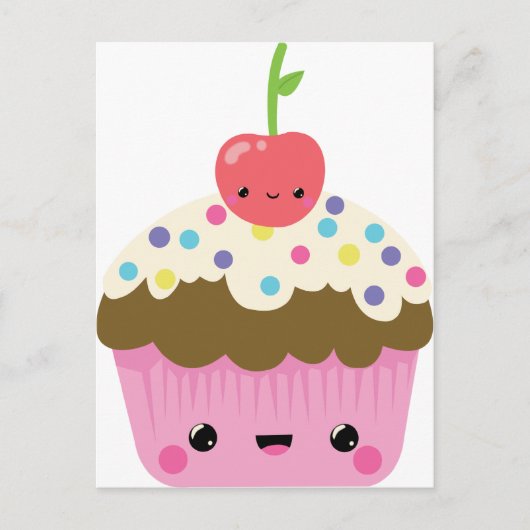Cute Kawaii Cupcake Briefkaart (Voorkant)