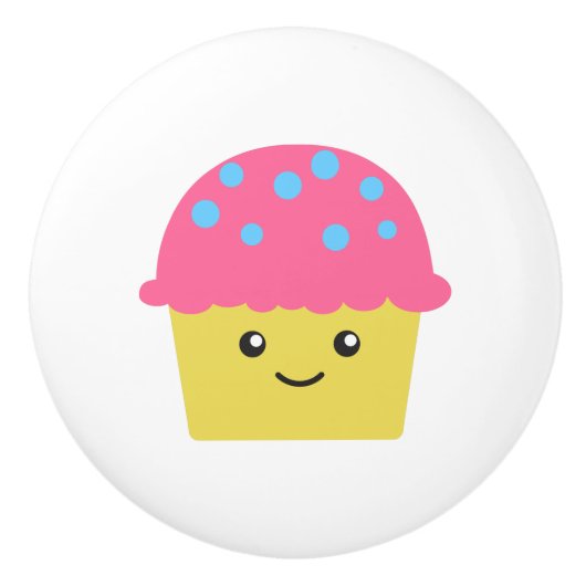 Cute Kawaii Cupcake Keramische Knop (Voorkant)
