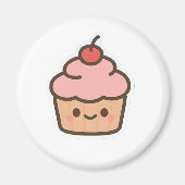 Cute Kawaii Cupcake Magnet – Happy Dessert Illustr (Voorkant)