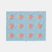 Cute Kawaii Cupcake met Roze Icing Fleece Deken (Voorkant (Horizontaal))