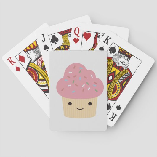 Cute Kawaii Cupcake met Roze Icing Pokerkaarten (Achterkant)