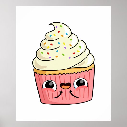Cute Kawaii Cupcake Poster (Voorkant)