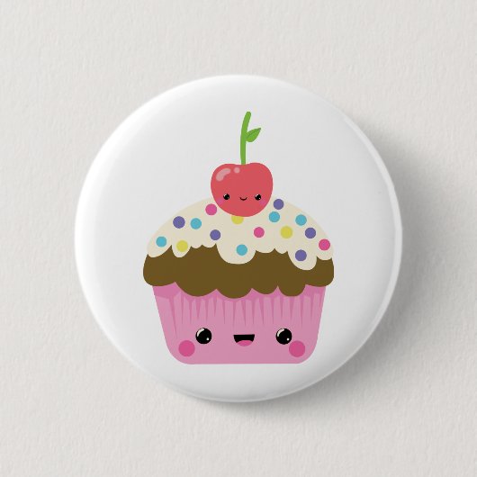 Cute Kawaii Cupcake Ronde Button 5,7 Cm (Voorkant)