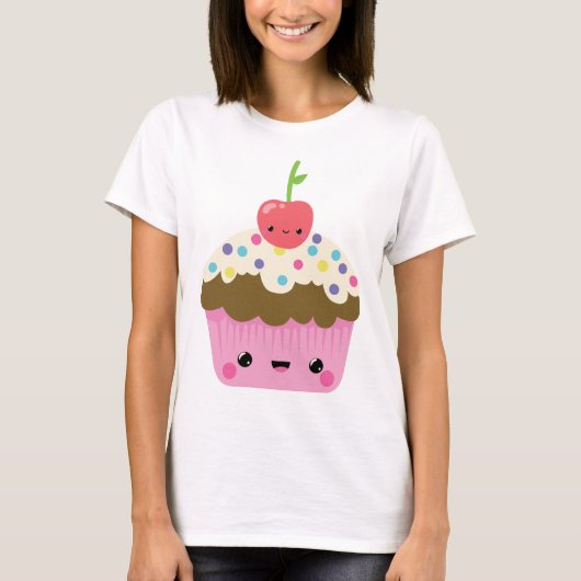 Cute Kawaii Cupcake T-shirt (Voorkant)