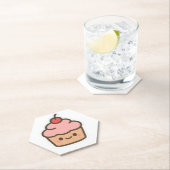 Cute Kawaii Cupcake with Cherry – Happy Face Carto Kartonnen Onderzetters (Insitu)