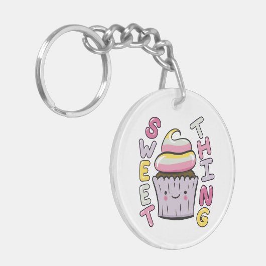 Cute Kawaii Cupcake with Text Sleutelhanger (Voorkant Links)