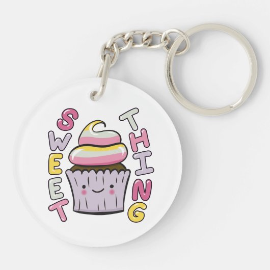 Cute Kawaii Cupcake with Text Sleutelhanger (Achterkant)