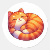 Cute Kawaii Curled Up Sleeping Ginger Cat Sticker  (Voorkant)