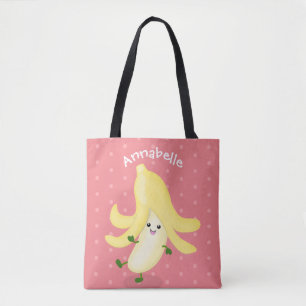 Cute kawaii dansende bananencartoon tote bag