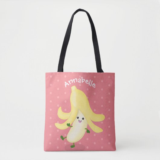 Cute kawaii dansende bananencartoon tote bag (Voorkant)