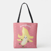 Cute kawaii dansende bananencartoon tote bag (Achterkant)