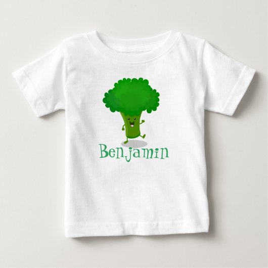 Cute kawaii dansende broccoli cartoon illustratie (Voorkant)
