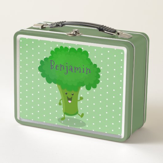Cute kawaii dansende broccoli cartoon illustratie (Voorkant)
