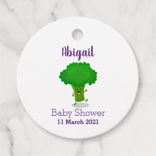 Cute kawaii dansende broccoli cartoon illustratie bedankjes labels