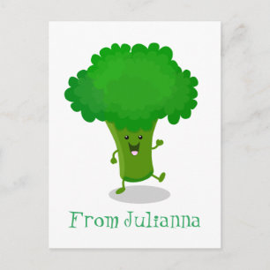 Cute kawaii dansende broccoli cartoon illustratie briefkaart