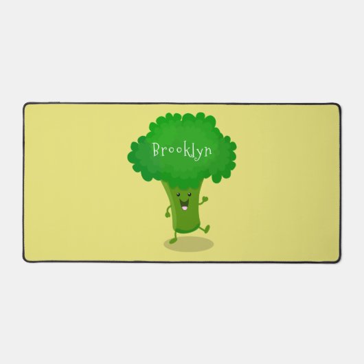 Cute kawaii dansende broccoli cartoon illustratie bureaumat (Voorkant)