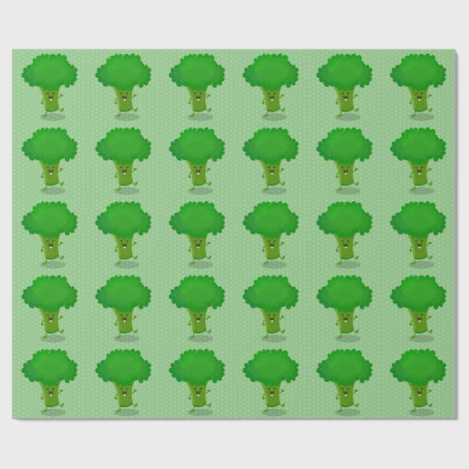 Cute kawaii dansende broccoli cartoon illustratie cadeaupapier (Vlak)