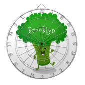 Cute kawaii dansende broccoli cartoon illustratie dartbord (Voorkant)