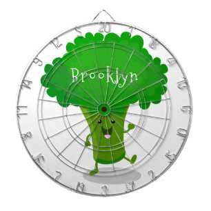 Cute kawaii dansende broccoli cartoon illustratie dartbord