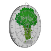 Cute kawaii dansende broccoli cartoon illustratie dartbord (Voorkant Links)