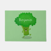 Cute kawaii dansende broccoli cartoon illustratie deurmat (Voorkant)