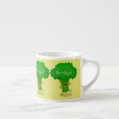 Cute kawaii dansende broccoli cartoon illustratie espresso kop (Rechts)