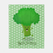 Cute kawaii dansende broccoli cartoon illustratie fleece deken (Voorkant)