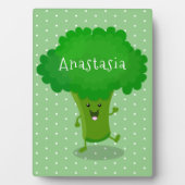 Cute kawaii dansende broccoli cartoon illustratie fotoplaat (voorkant)