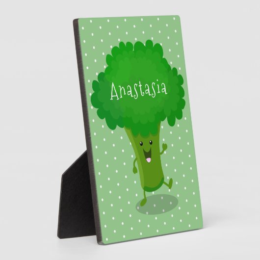 Cute kawaii dansende broccoli cartoon illustratie fotoplaat (Zijkant)