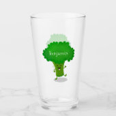 Cute kawaii dansende broccoli cartoon illustratie glas (Voorkant)