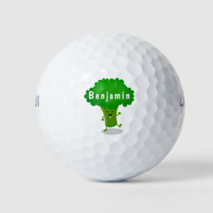 Cute kawaii dansende broccoli cartoon illustratie golfballen