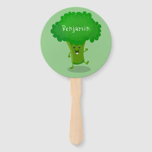 Cute kawaii dansende broccoli cartoon illustratie handwaaier