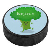 Cute kawaii dansende broccoli cartoon illustratie hockey puck (3/4)