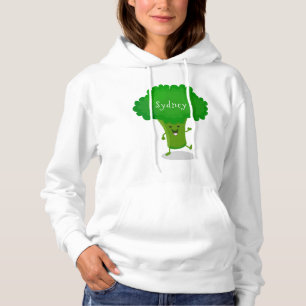 Cute kawaii dansende broccoli cartoon illustratie hoodie