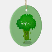 Cute kawaii dansende broccoli cartoon illustratie keramisch ornament (Rechts)