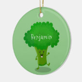 Cute kawaii dansende broccoli cartoon illustratie keramisch ornament (Links)